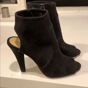 Michael Kors black suede bootie heels